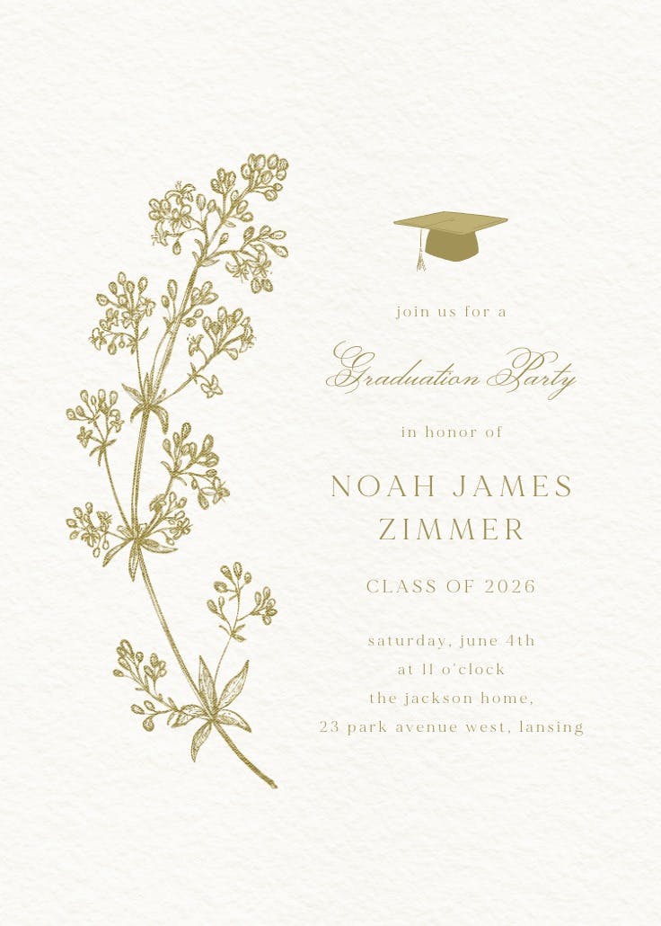 Botanical line - invitación de graduación